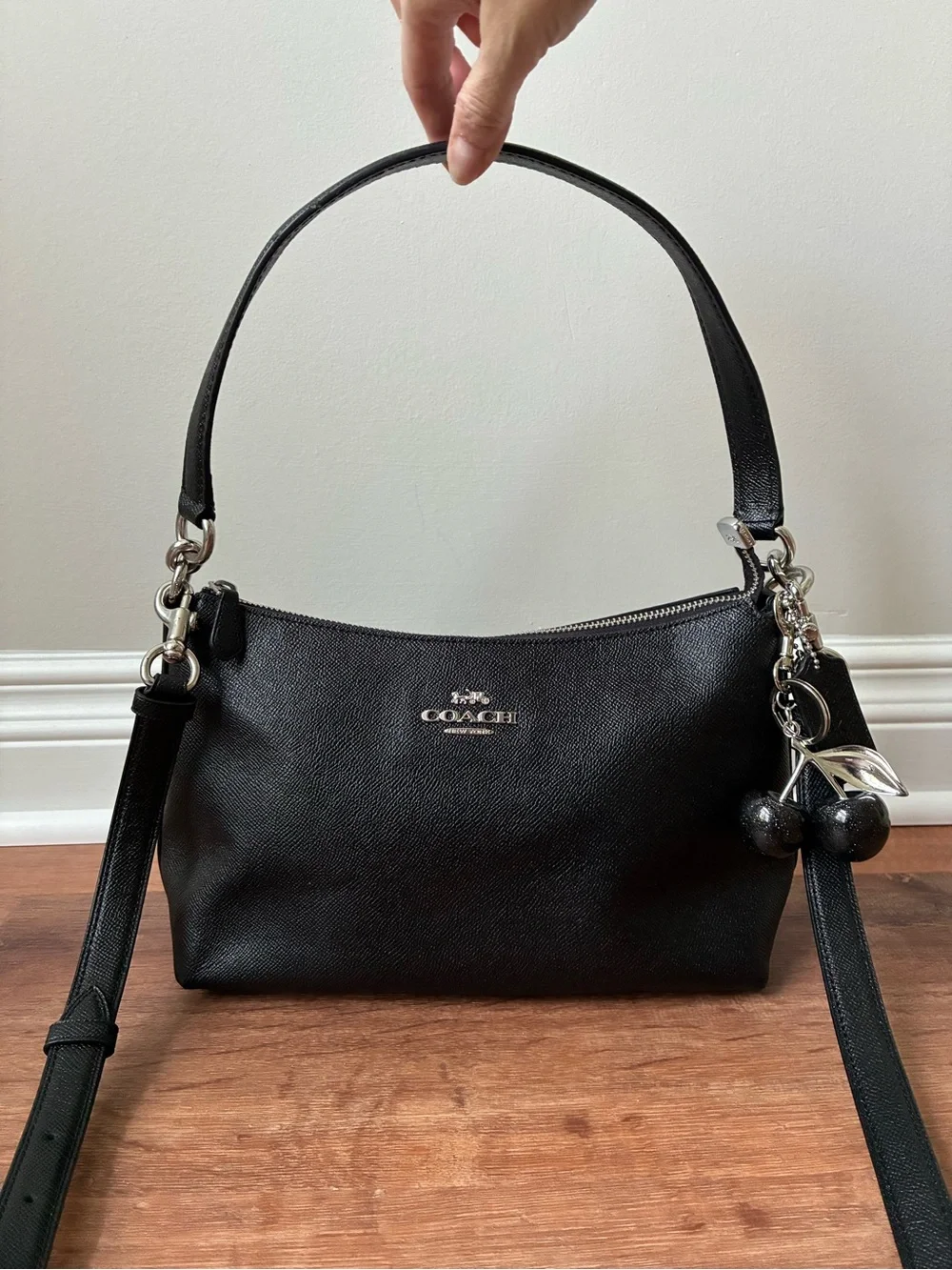 Coach Lewis Leather Crossbody Shoulder Bag, Black / Silver, 80058